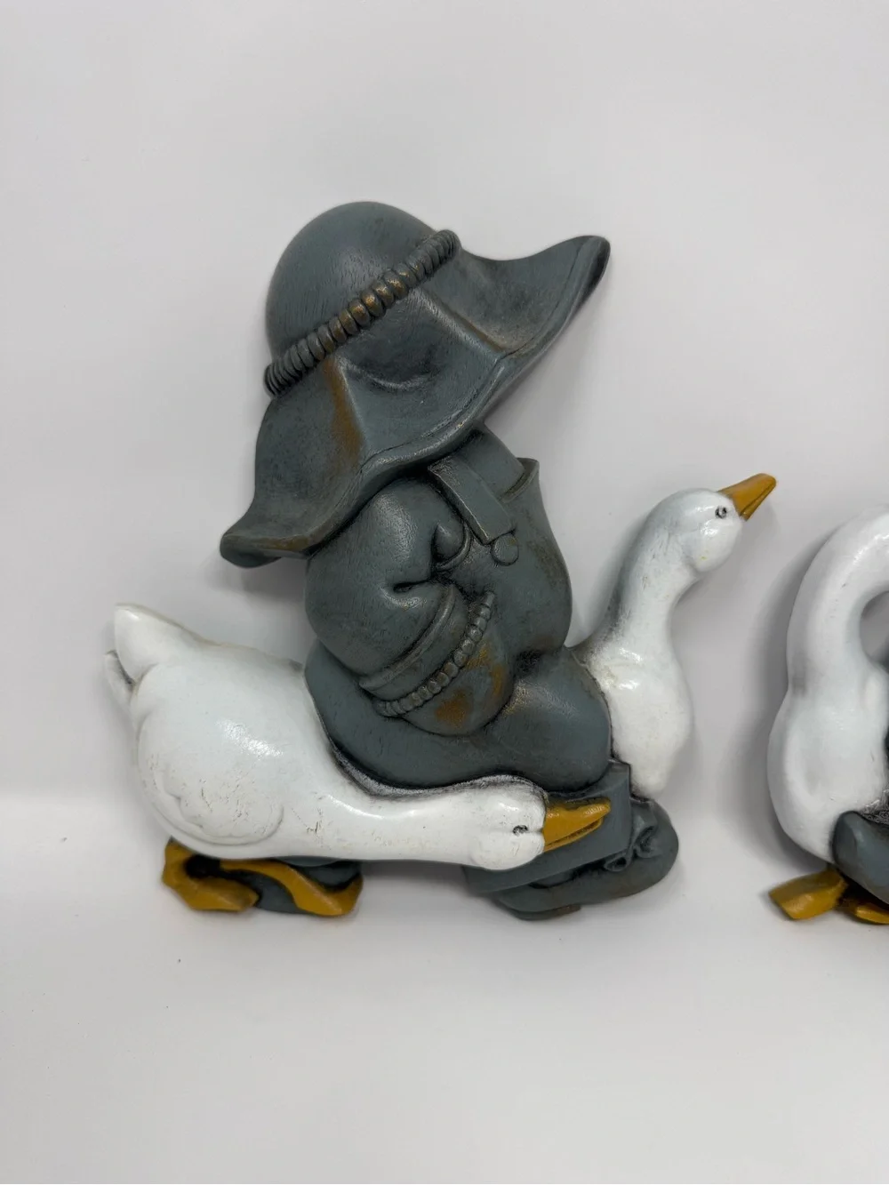 Grey Goose Couple Figurine Set with White Geese - Home Accents